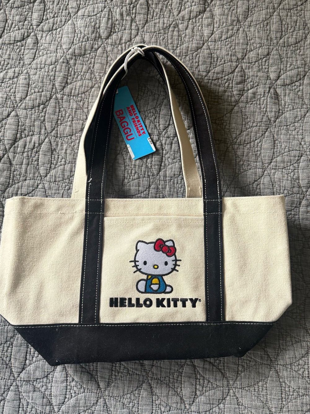 BAGGU Hello Kitty Canvas Tote in Cream and Black with Red Accent